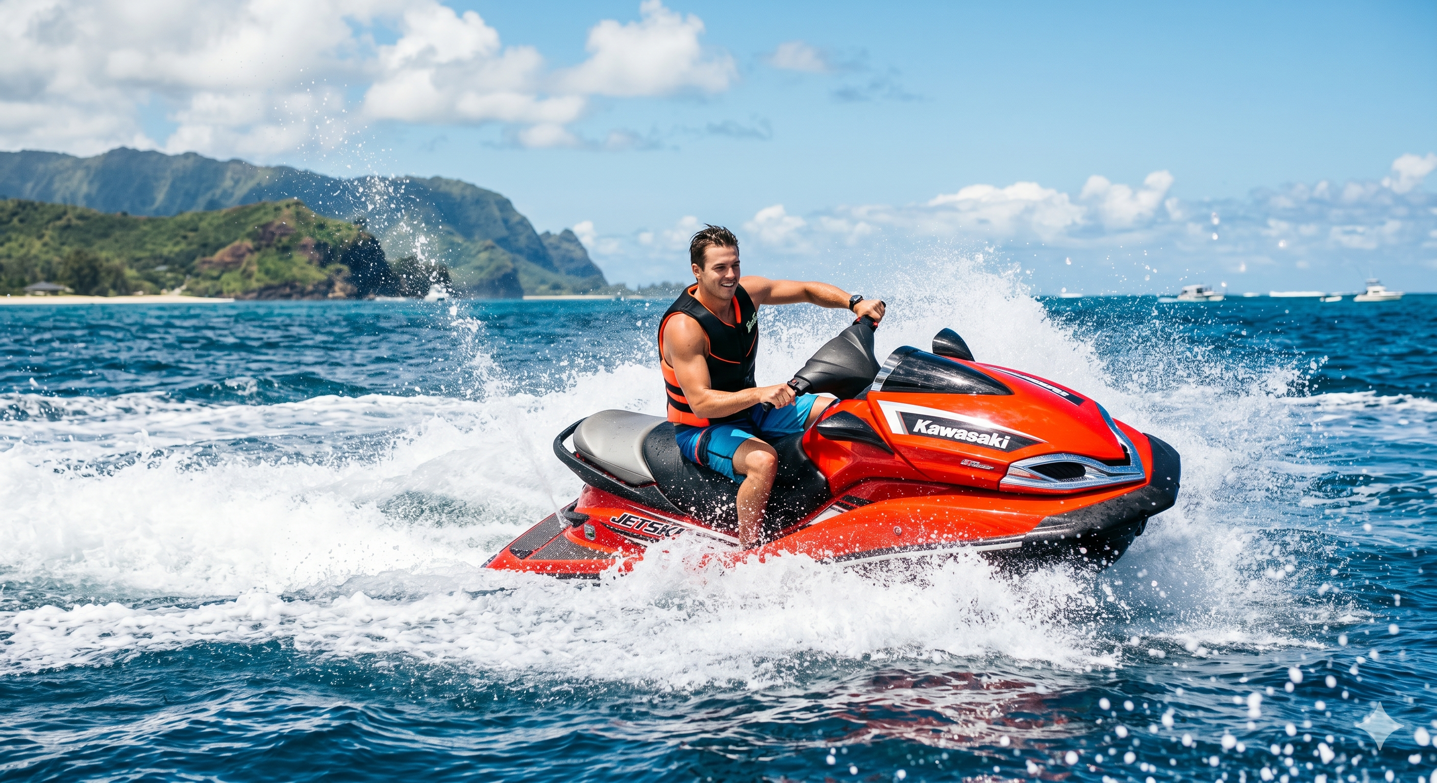 Jet ski at speed on open water